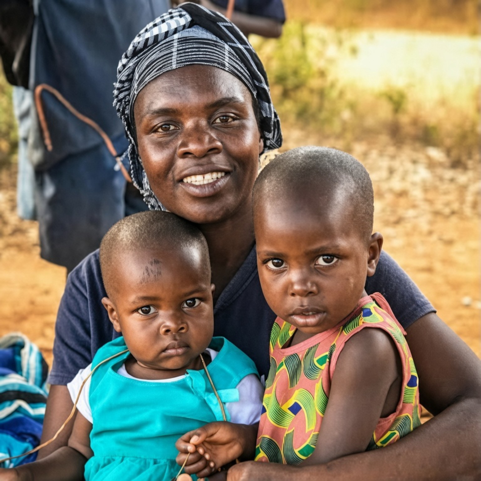 Mother with two children